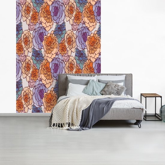 Behang - Fotobehang Patroon - Bloem - Art Nouveau - Breedte 195 cm x hoogte 260 cm