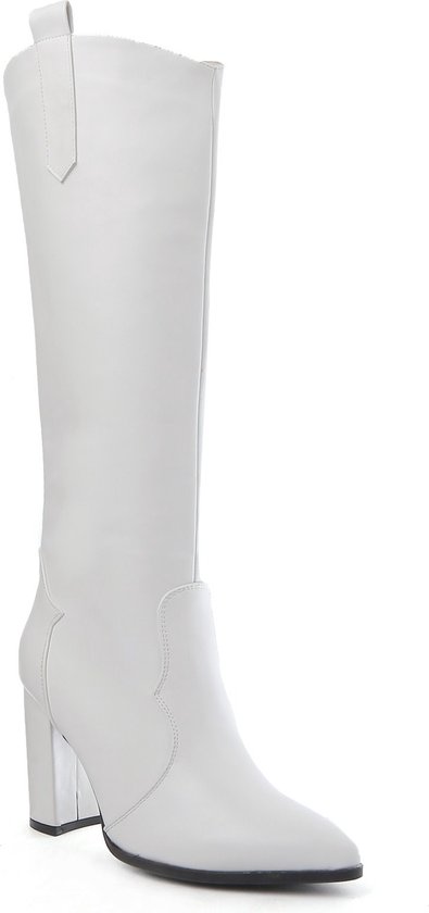 Bottes femmes à Talon WELOVESHOES® - Simili Cuir - Wit - Taille 38