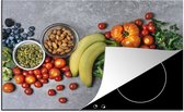 KitchenYeah® Inductie beschermer 76x51.5 cm - Groente - Fruit - Grijs - Kookplaataccessoires - Afdekplaat voor kookplaat - Inductiebeschermer - Inductiemat - Inductieplaat mat