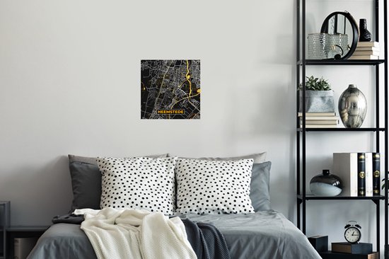 Stickers muraux - Heemstede - Carte - Plan de la ville - Carte - Black and Gold et Or - 30x30 cm - Feuille adhésive
