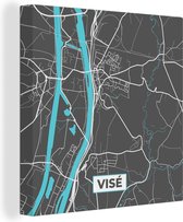 Toile Peinture City Map - Grijs - Carte - Visé - België - Carte - 50x50 cm - Décoration murale