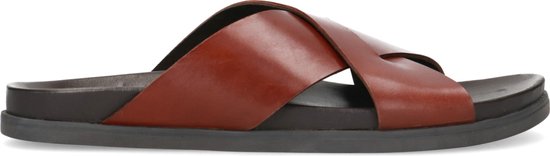 Manfield Heren Cognac leren sandalen Maat 43 bol