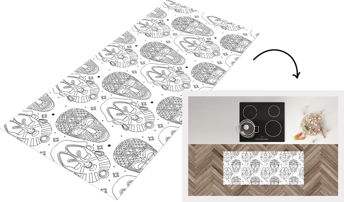 KitchenYeah Keukenloper - Loper keuken - Patroon - Maskers - Zuid-Amerika - Keukenloper vinyl Multicolor