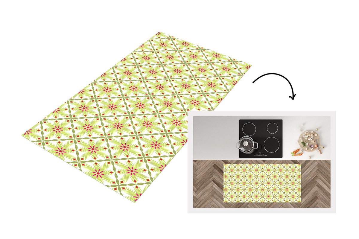 KitchenYeah Keukenloper - Loper keuken - Bohemian - Patronen - Bloemen - 120x60 cm - Keukenloper vinyl Multicolor