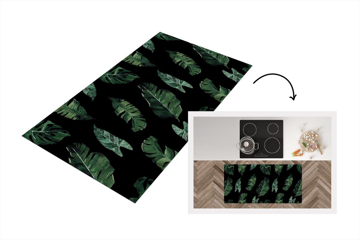 KitchenYeah Keukenloper - Loper keuken - Patronen - Planten - Bladeren - 120x60 cm - Keukenloper vinyl Multicolor