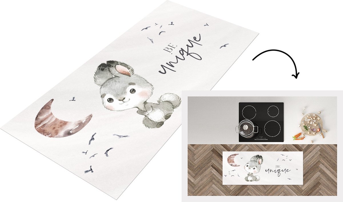 KitchenYeah Keukenloper - Loper keuken - Quotes - Spreuken - Be unique - Kinderen - 120x50 cm - Keukenloper vinyl Multicolor