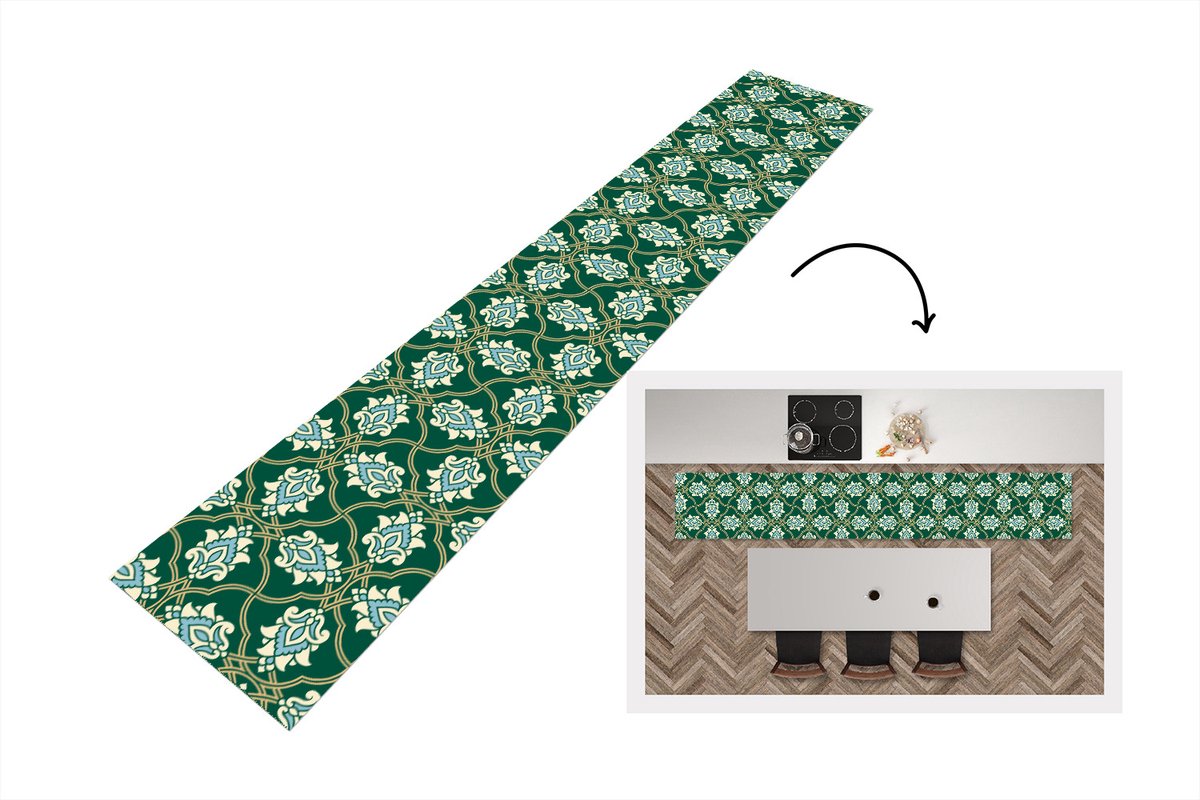 KitchenYeah Keukenloper - Loper keuken - Bloemen - Antiek - Design - 300x50 cm - Keukenloper vinyl Multicolor