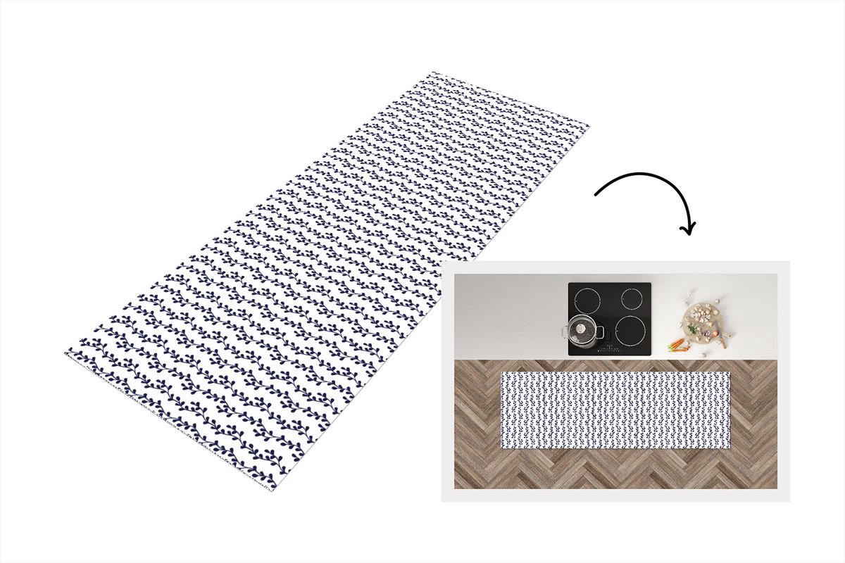 KitchenYeah Keukenloper - Loper keuken - Patronen - Zee - Planten - 180x60 cm - Keukenloper vinyl Multicolor