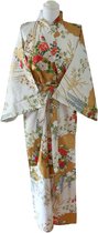DongDong - Originele Japanse kimono - Katoen - Bloemen motief - Wit - L/XL