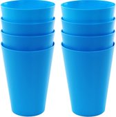 8x drinkbekers van kunststof 430 ml in het blauw - Limonade bekers - Campingservies/picknickservies