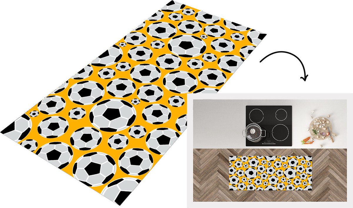 Keukenloper - Loper keuken - Patronen - Sport - Voetbal - 120x50 cm - Keukenloper vinyl