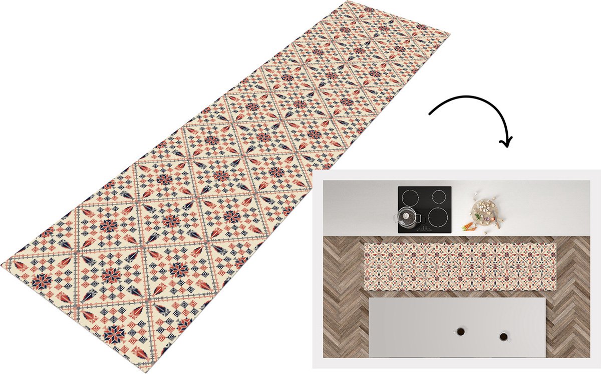 Keukenloper - Loper keuken - Abstract - Bloemen - Design - 240x60 cm - Keukenloper vinyl
