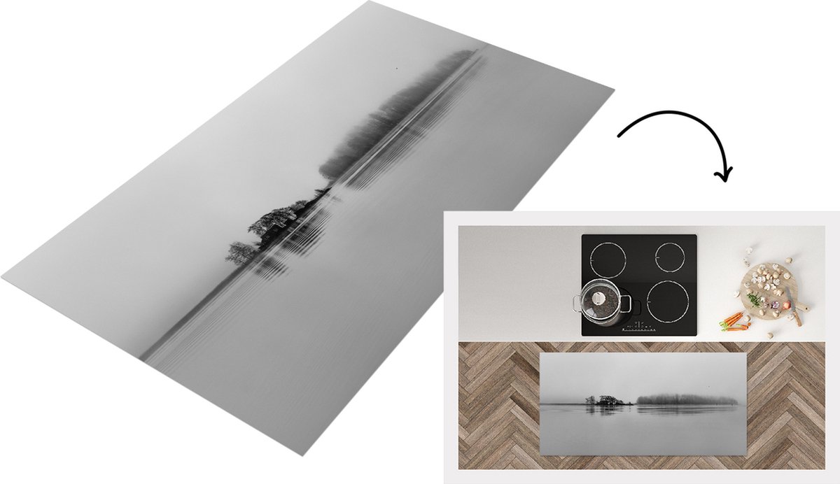 KitchenYeah Keukenloper - Loper keuken - Meer zwart-wit foto - 120x60 cm - Keukenloper vinyl Zwart; Wit