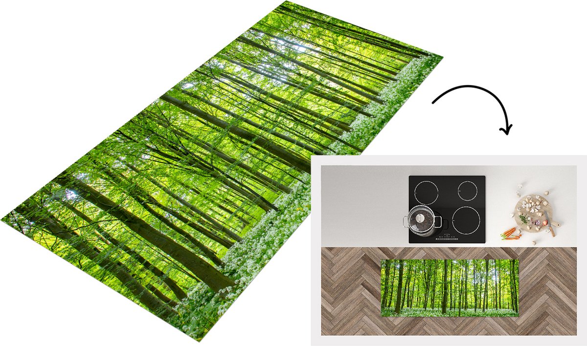 KitchenYeah Keukenloper - Loper keuken - Bos - Bomen - Groen - 120x50 cm - Keukenloper vinyl Multicolor
