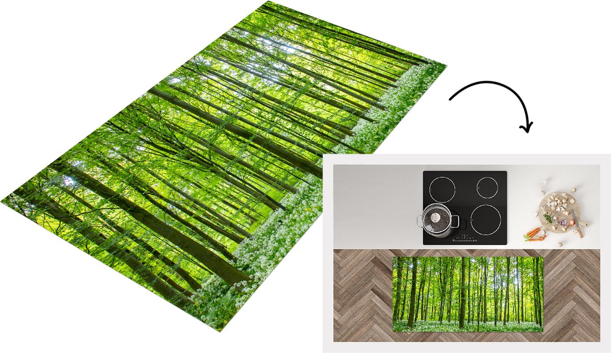 KitchenYeah Keukenloper - Loper keuken - Bos - Bomen - Groen - 120x60 cm - Keukenloper vinyl Multicolor