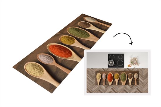Keukenloper - Loper keuken - Pollepel - Kruiden - Eten - 180x60 cm - Keukenloper vinyl