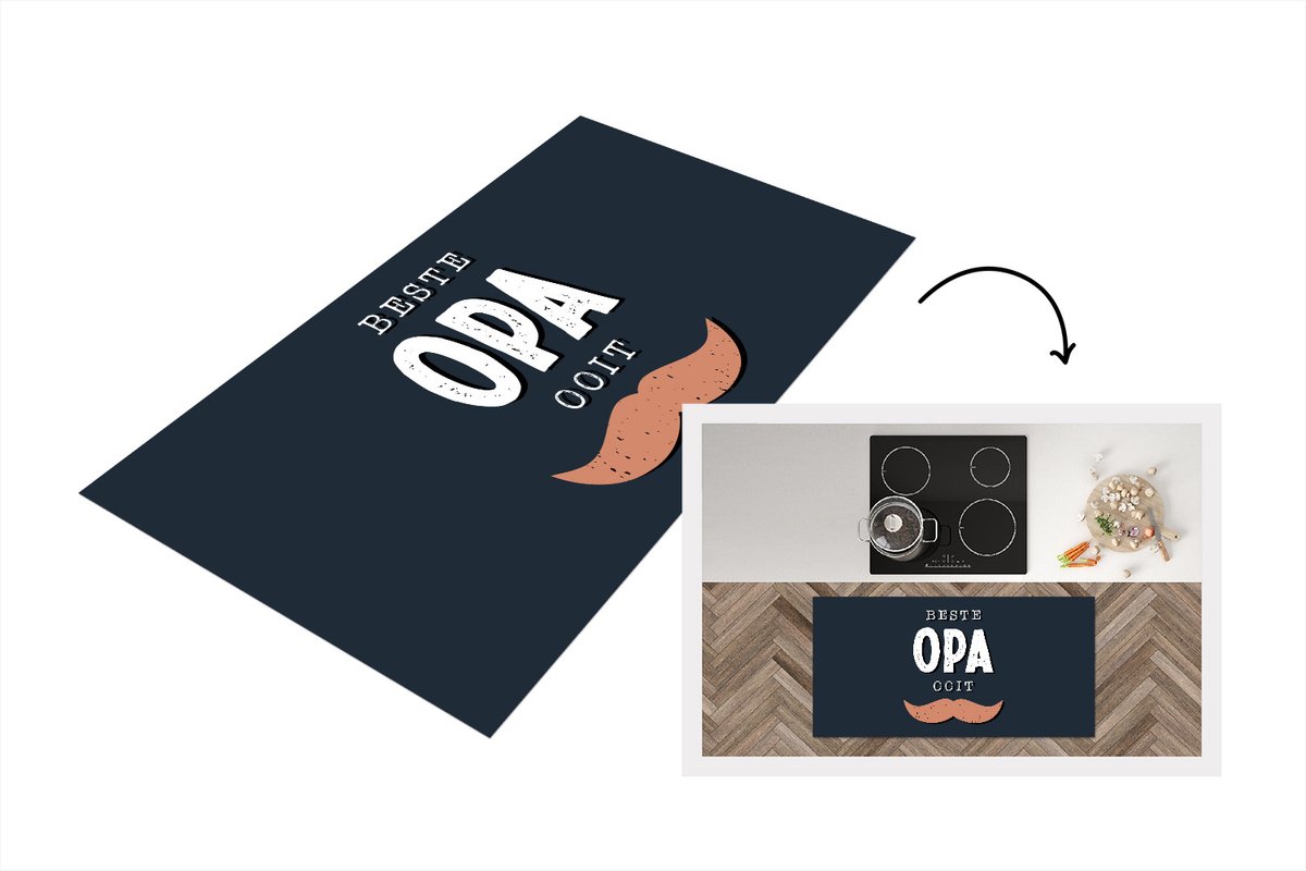 KitchenYeah Keukenloper - Loper keuken - Quotes - Kado voor man - Vaderdag - Beste opa ooit - Spreuken - 120x60 cm - Keukenloper vinyl Multicolor