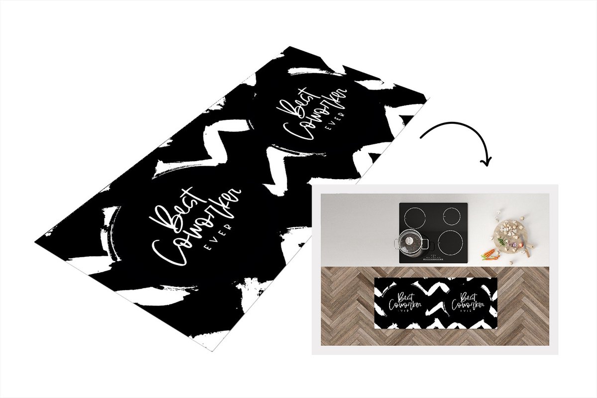 KitchenYeah Keukenloper - Loper keuken - Beste collega - Werk - Quotes - 120x50 cm - Keukenloper vinyl Multicolor