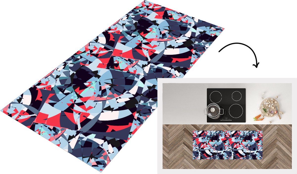 KitchenYeah Keukenloper - Loper keuken - Patroon - Abstract - Versiering - 120x50 cm - Keukenloper vinyl Multicolor