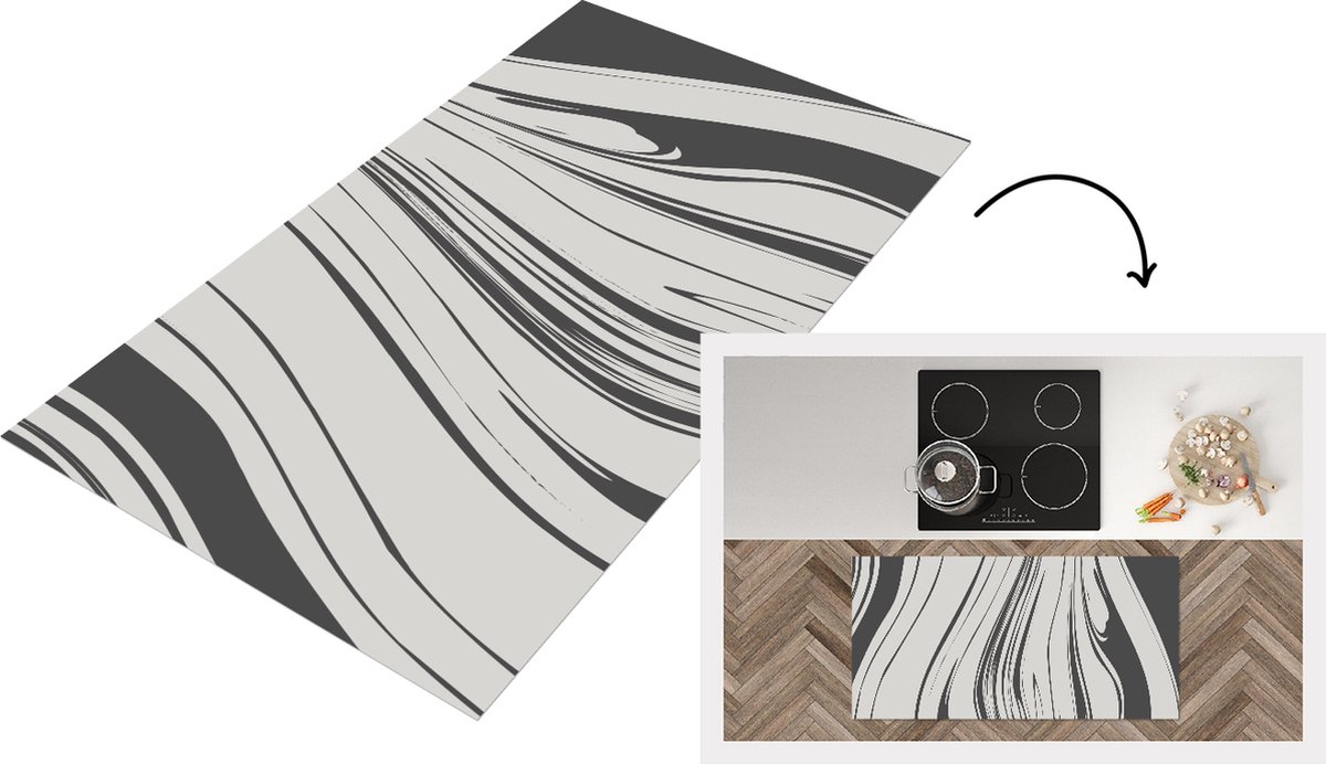 KitchenYeah Keukenloper - Loper keuken - Marmer - Patronen - Lijn - 120x60 cm - Keukenloper vinyl Multicolor
