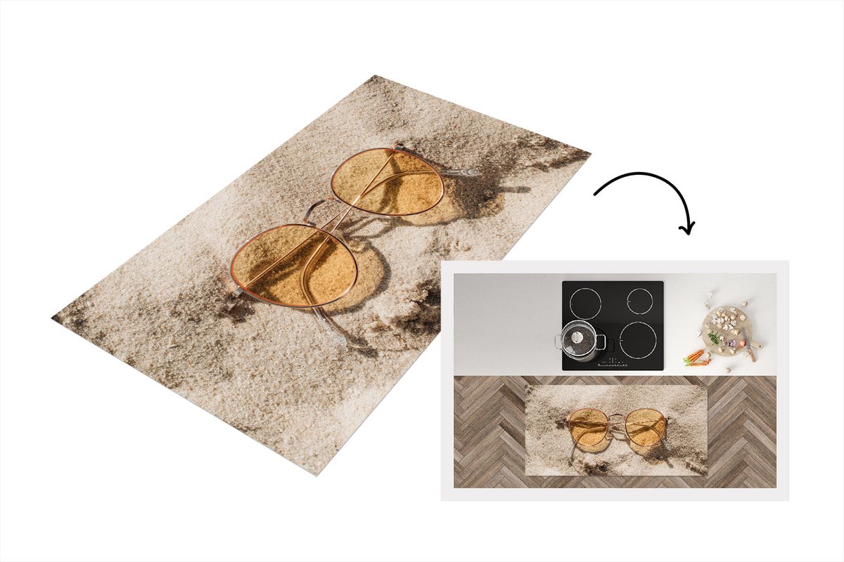 KitchenYeah Keukenloper - Loper keuken - Zonnebril - Zand - Strand - Keukenloper vinyl, foto 2