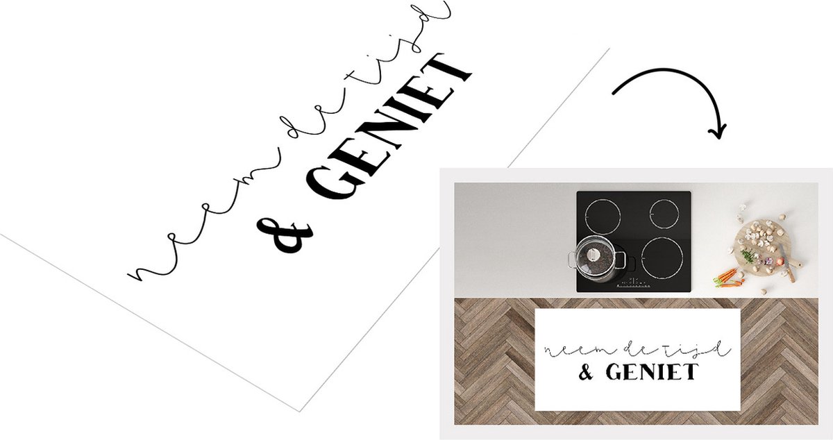 KitchenYeah Keukenloper - Loper keuken - Spreuken - Quotes - Neem de tijd en geniet - 120x60 cm - Keukenloper vinyl Multicolor