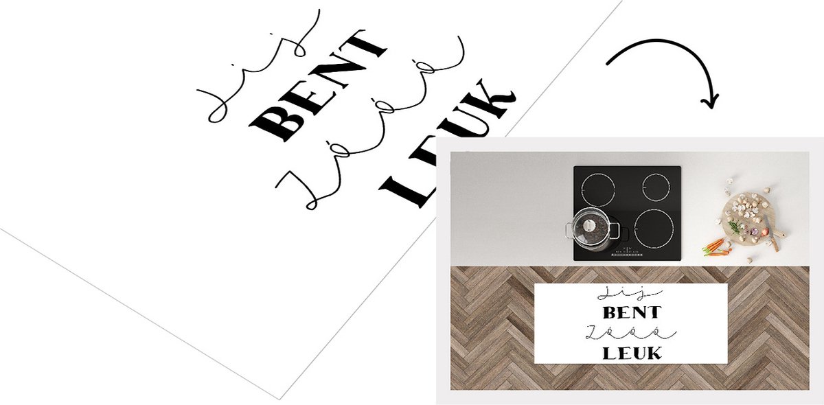KitchenYeah Keukenloper - Loper keuken - Jij bent zo leuk - Quotes - Spreuken - Vriendje - 120x50 cm - Keukenloper vinyl Multicolor