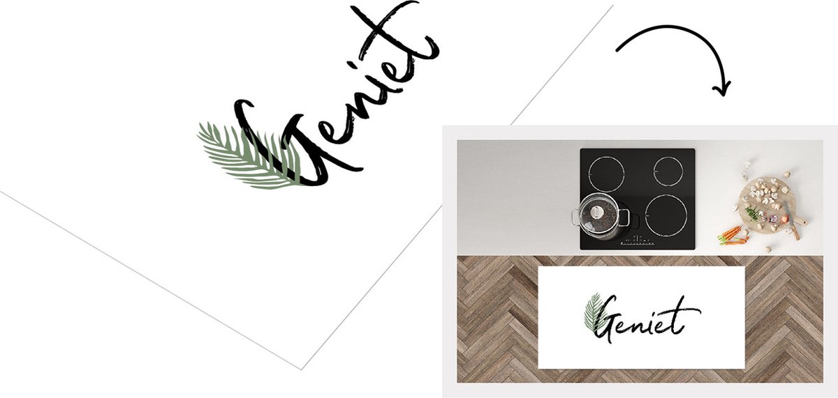 KitchenYeah Keukenloper - Loper keuken - Geniet - Quotes - Spreuken - 120x60 cm - Keukenloper vinyl Multicolor
