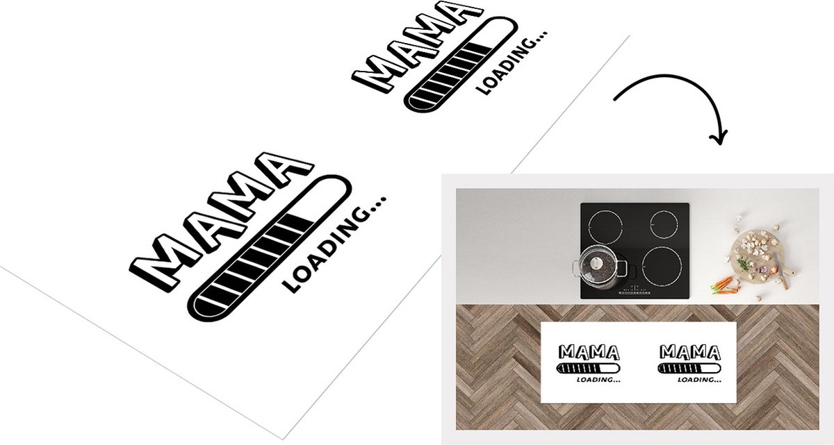 KitchenYeah Keukenloper - Loper keuken - Mama loading... - Spreuken - Quotes - Mama - 120x50 cm - Keukenloper vinyl Multicolor