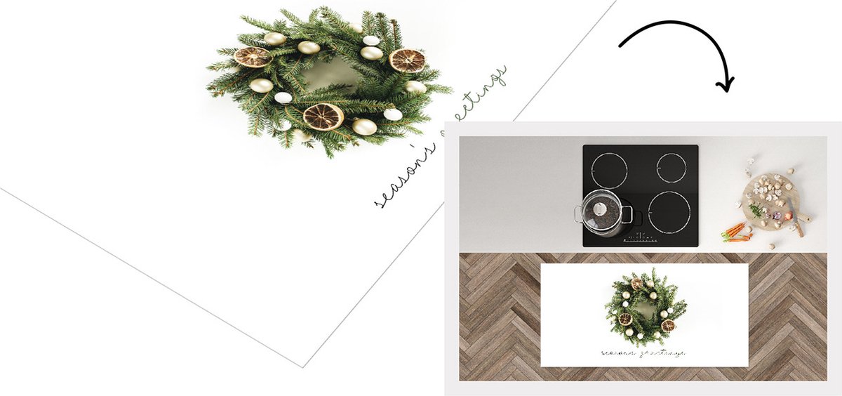 KitchenYeah Keukenloper - Loper keuken - Winter - Sinaasappel - Kerst - 120x60 cm - Keukenloper vinyl Multicolor