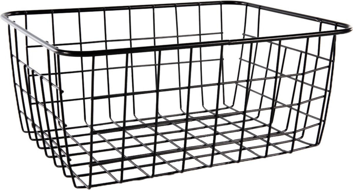 Svenska Living Draadmandje - zwart - 15 x 20 x 8 cm - metaal - opbergmand - sokkenmandje - Keukenmandjes
