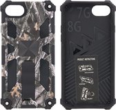 iPhone 8 Hoesje - Rugged Extreme Backcover Takjes Camouflage met Kickstand - Grijs