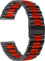 Strap-it Steel link strap 22mm - Bracelet en acier inoxydable adapté pour Samsung Galaxy Watch 46mm / Galaxy Watch 3 45mm / Gear S3 Classic & Frontier - Amazfit GTR 2 / 2e / GTR 3 - Huawei Watch GT2 46mm / GT2 Pro / GT3 46mm - noir / rouge - 22mm