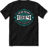 1964 The One And Only | Feest Kado T-Shirt Heren - Dames | Cobalt - Wit | Perfect Verjaardag Cadeau Shirt | Grappige Spreuken - Zinnen - Teksten | Maat XXL