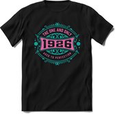1926 The One And Only | Feest Kado T-Shirt Heren - Dames | Cobalt - Licht Roze | Perfect Verjaardag Cadeau Shirt | Grappige Spreuken - Zinnen - Teksten | Maat XXL