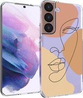 iMoshion Hoesje Geschikt voor Samsung Galaxy S22 Hoesje Siliconen - iMoshion Design hoesje - Transparant / Line Art Color Face