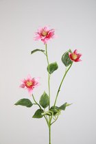 Kunstbloem Clematis - topkwaliteit decoratie - Roze - zijden tak - 89 cm hoog