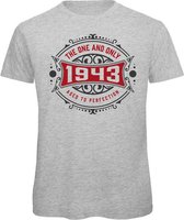 1943 The One And Only | Feest Kado T-Shirt Heren - Dames | Antraciet - Donker Rood | Perfect Verjaardag Cadeau Shirt | Grappige Spreuken - Zinnen - Teksten | Maat XL