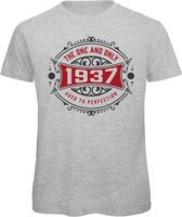 1937 The One And Only | Feest Kado T-Shirt Heren - Dames | Antraciet - Donker Rood | Perfect Verjaardag Cadeau Shirt | Grappige Spreuken - Zinnen - Teksten | Maat XXL