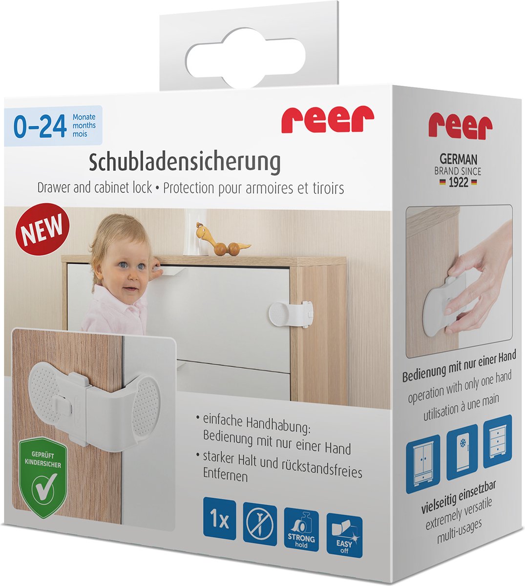 Reer Kinderslot voor lade- en kastdeuren - tape - 1 stuk Reer Kinderslot voor lade- en kastdeuren - tape - 1 stuk