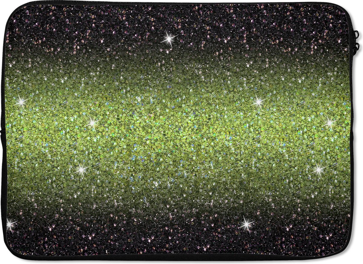 Laptophoes 13 inch - Ombre - Groen - Leeuw - Patronen - Laptop sleeve - Binnenmaat 32x22,5 cm - Zwarte achterkant