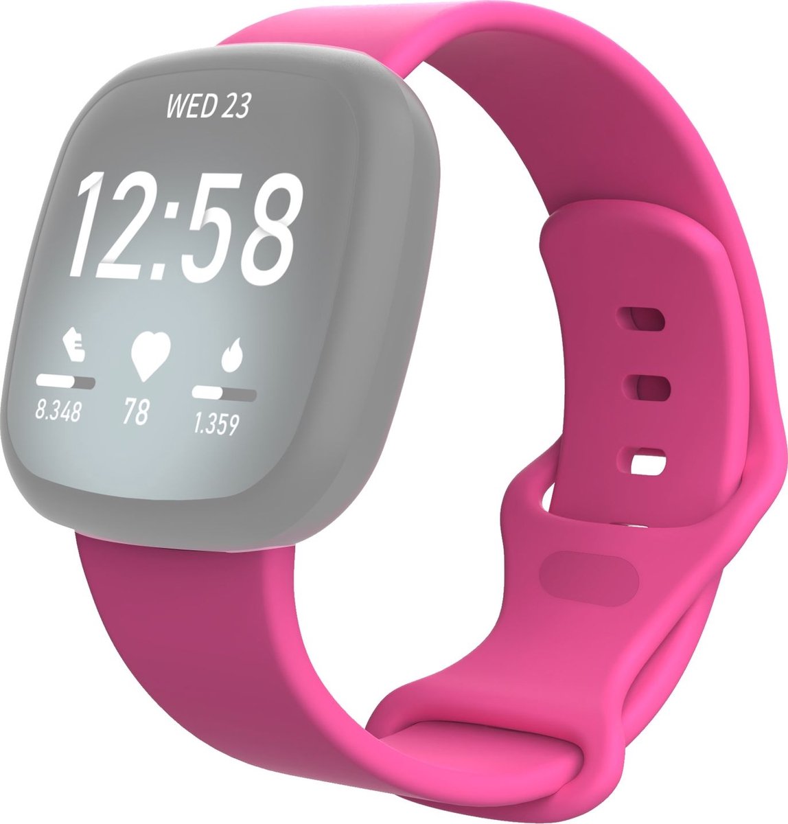 Mobigear Siliconen Watch bandje geschikt voor Fitbit Versa 3 Bandje Druksluiting | Mobigear Sport Dual - Roze