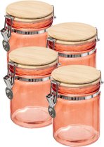 4x pièces de conserves/bocaux 0 verre corail orange bambou fermeture support - 750 ml - Bocaux de conservation de conservation fermeture hermétique