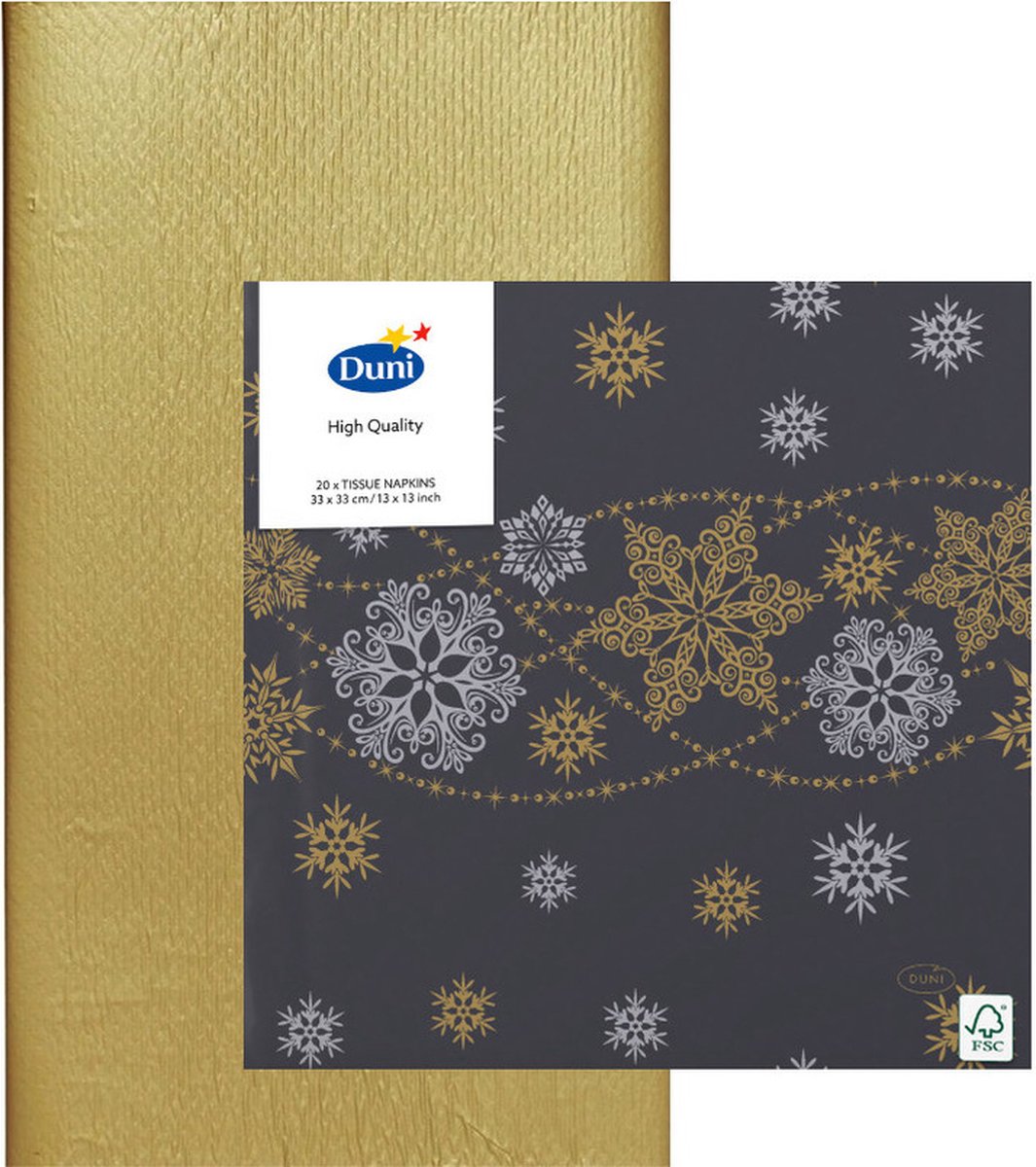 Papieren tafelkleed/tafellaken goud inclusief sneeuwvlok servetten - Kerstdiner tafel