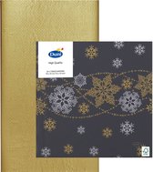 Papieren tafelkleed/tafellaken goud inclusief sneeuwvlok servetten - Kerstdiner tafel