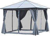 Tente de Outsunny Pavilion gazebo avec parties latérales Toit PC aluminium 3 x 3 m 84C-048