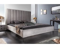 Elegant bed COSMO 160x200cm zilvergrijs fluweel incl. bodem