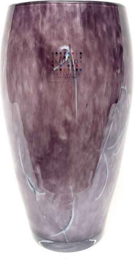 Design Vaas Oval - Fidrio MAUVE PURPLE - glas, mondgeblazen bloemenvaas - hoogte 30 cm