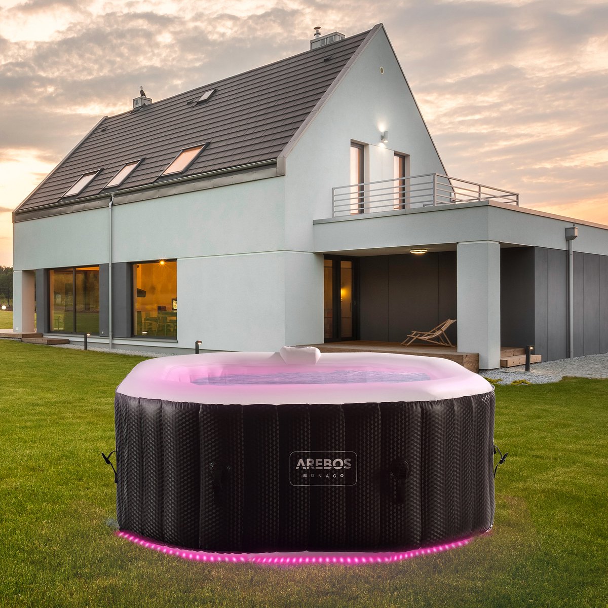 AREBOS Jacuzzi Opblaasbaar Bubbelbad Voor 4 personen Hottub met