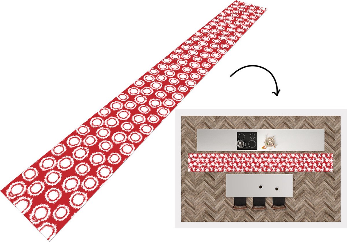 KitchenYeah Keukenloper - Keukenmat - Stippen - Rood - Patroon - Keuken vloerkleed, foto 3